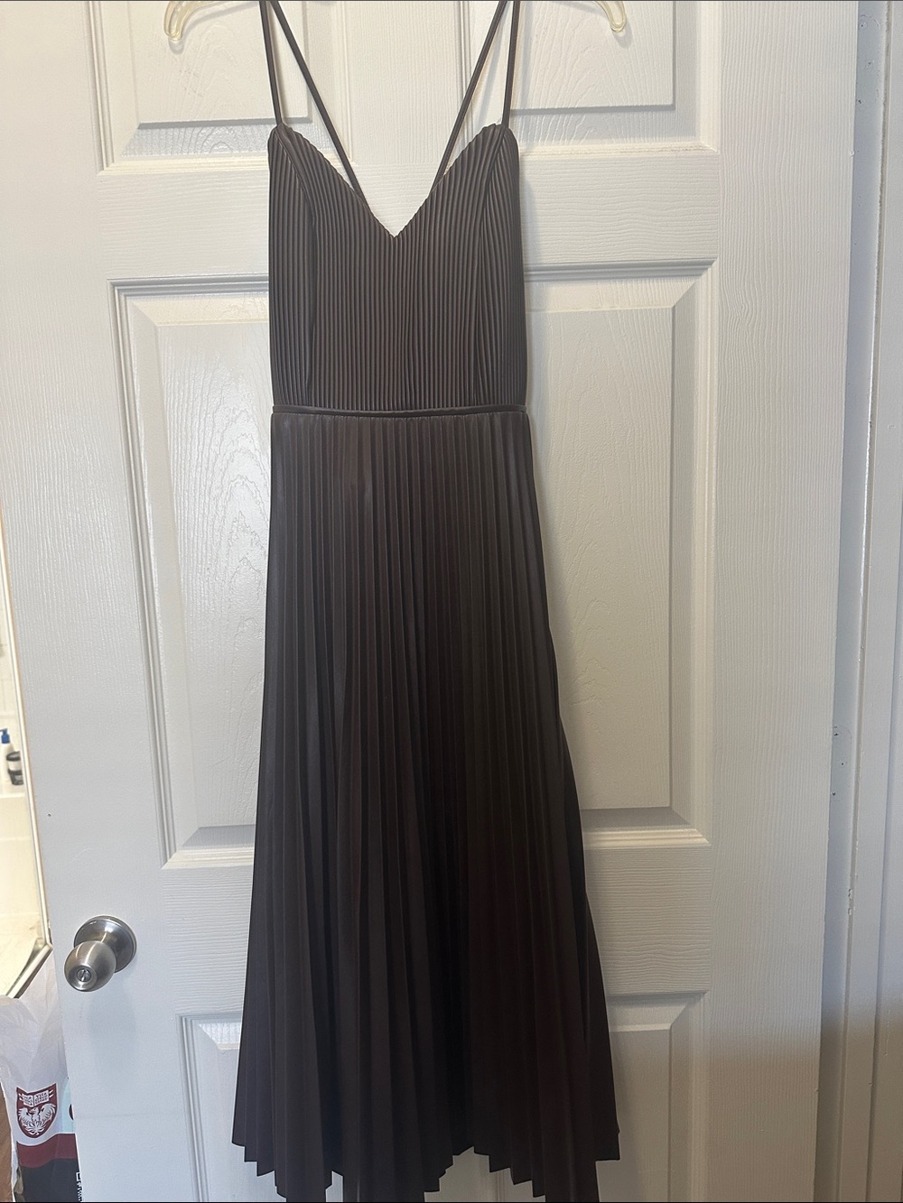 Banana Republic Black Pleated Midi Dress with Spaghetti Straps